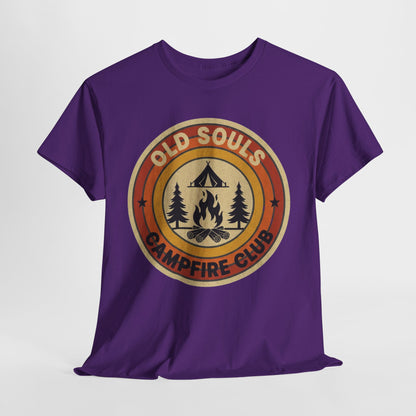 Old Souls Campfire Club Retro T-Shirt | Vintage Sunset Camping Tee