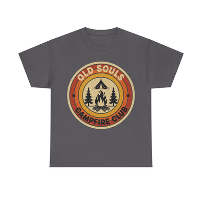 Old Souls Campfire Club Retro T-Shirt | Vintage Sunset Camping Tee