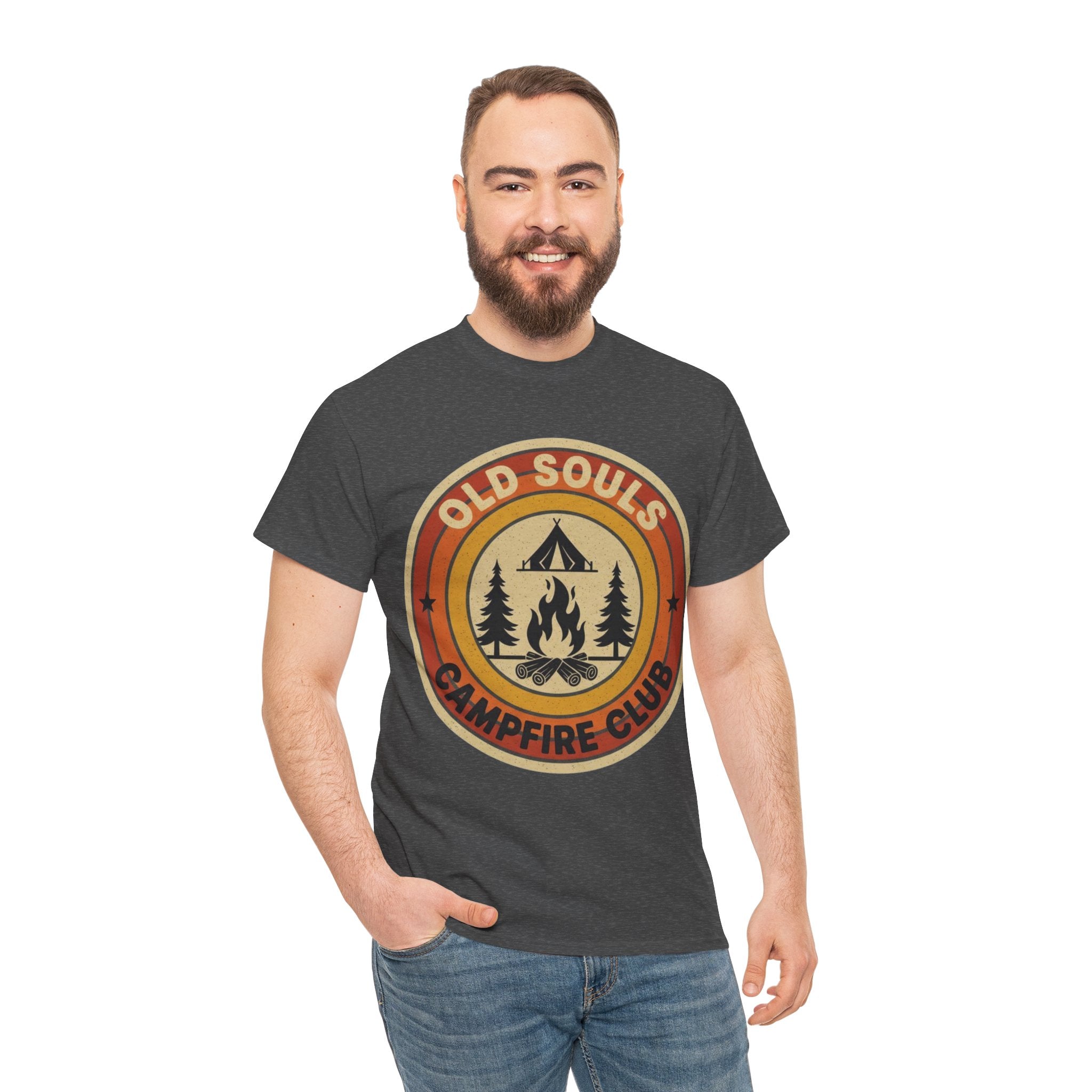 Old Souls Campfire Club Retro T-Shirt | Vintage Sunset Camping Tee