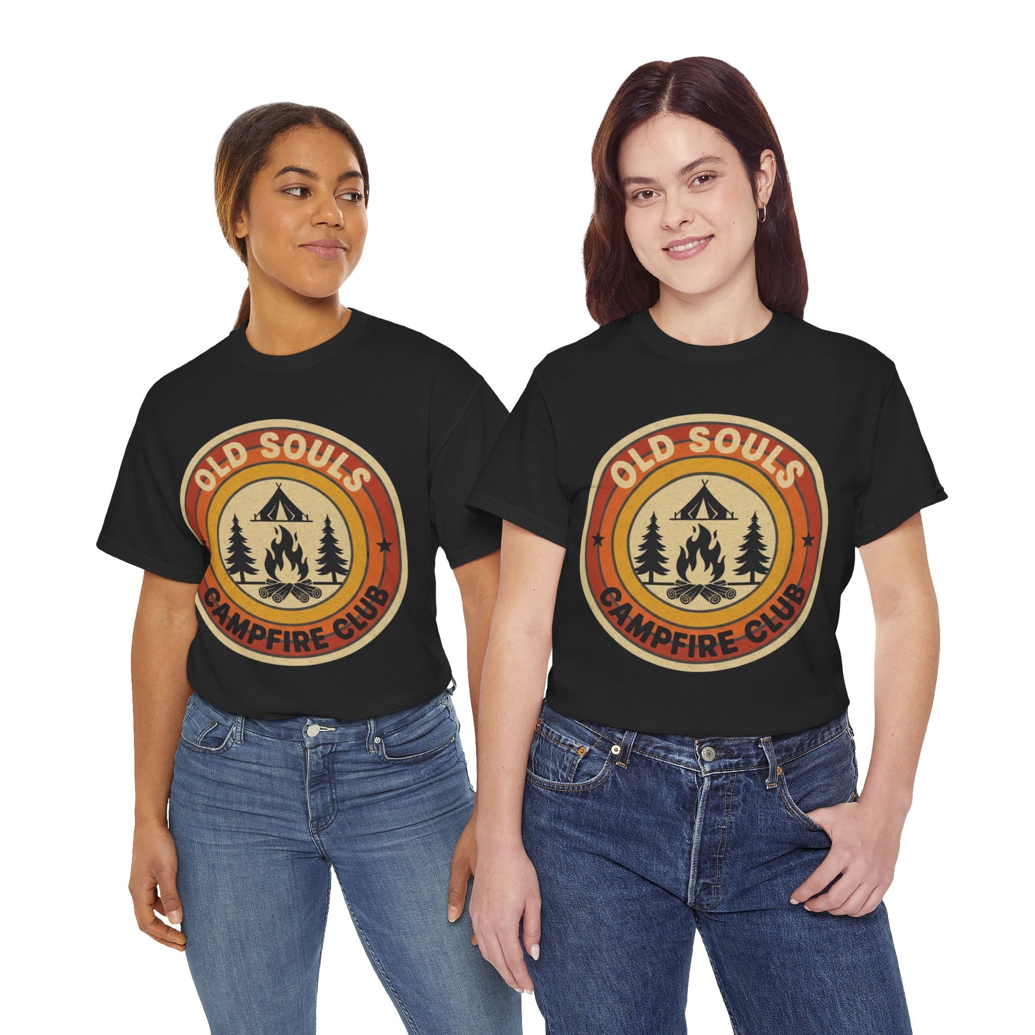 Old Souls Campfire Club Retro T-Shirt | Vintage Sunset Camping Tee