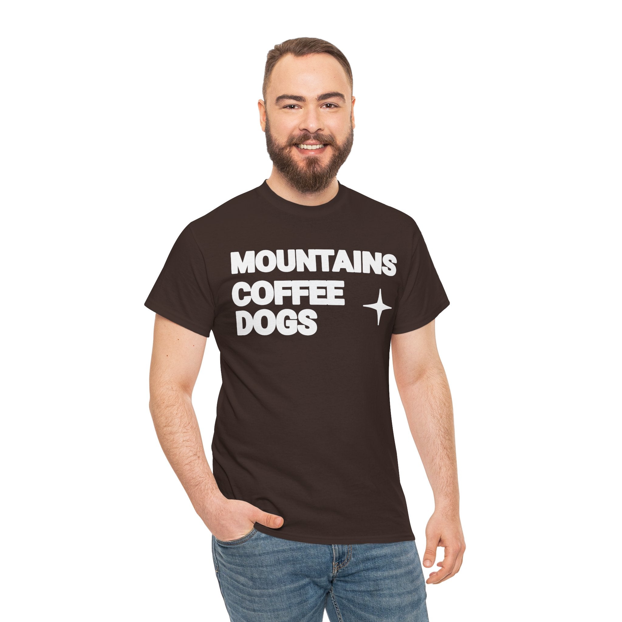 Mountains. Coffee. Dogs. – Comfort Collection Tee