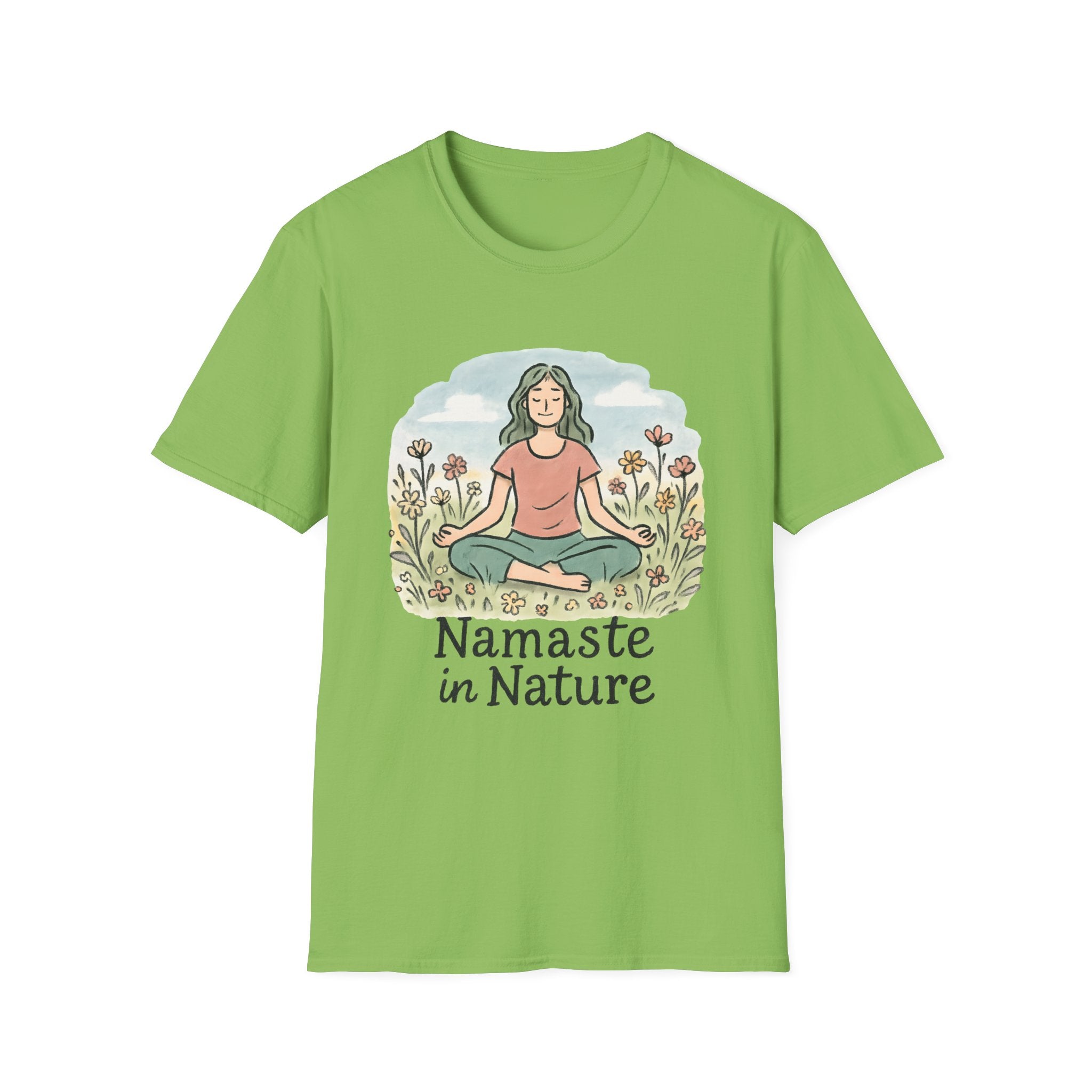 Namaste in Nature T-Shirt – Peaceful Meditation Floral Tee