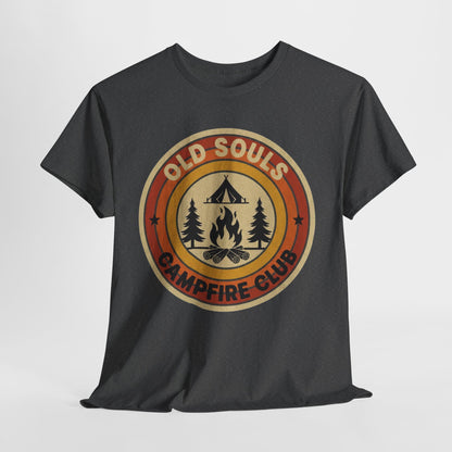 Old Souls Campfire Club Retro T-Shirt | Vintage Sunset Camping Tee