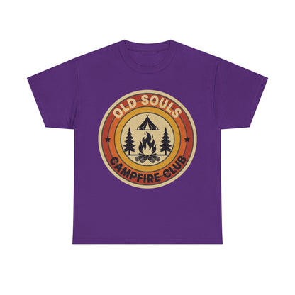 Old Souls Campfire Club Retro T-Shirt | Vintage Sunset Camping Tee