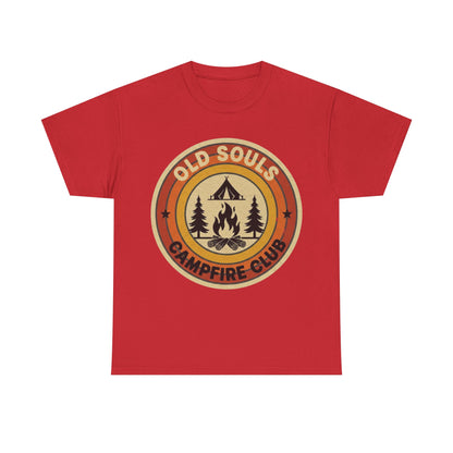 Old Souls Campfire Club Retro T-Shirt | Vintage Sunset Camping Tee