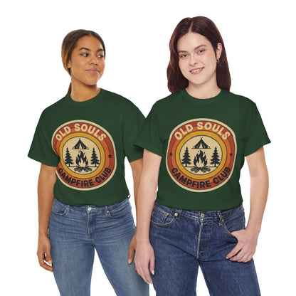 Old Souls Campfire Club Retro T-Shirt | Vintage Sunset Camping Tee