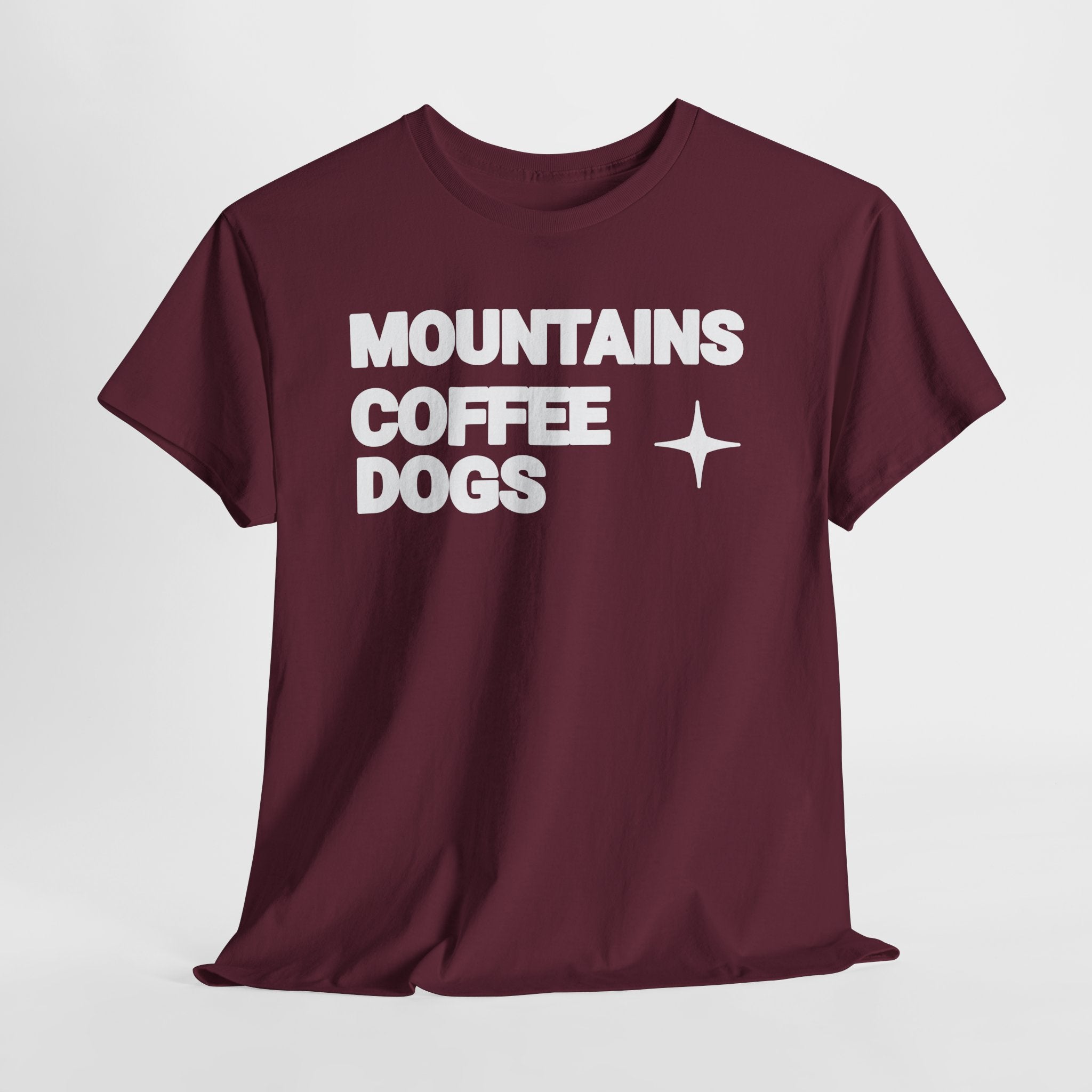 Mountains. Coffee. Dogs. – Comfort Collection Tee