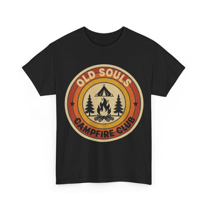 Old Souls Campfire Club Retro T-Shirt | Vintage Sunset Camping Tee