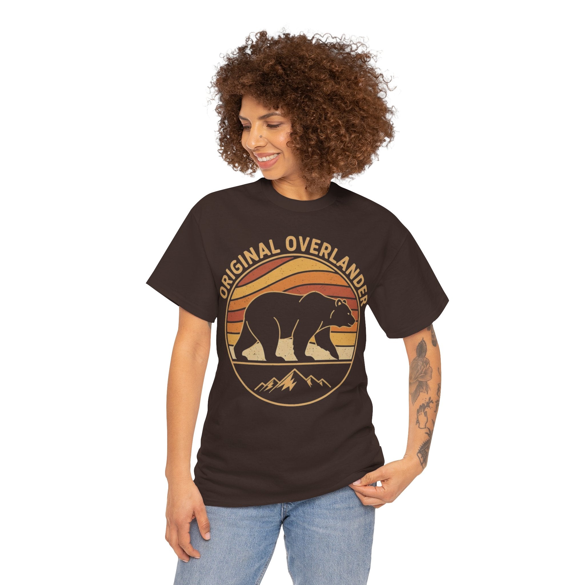 Original Overlander Retro Bear T-Shirt | 1970s Vintage Sunset Adventure Tee