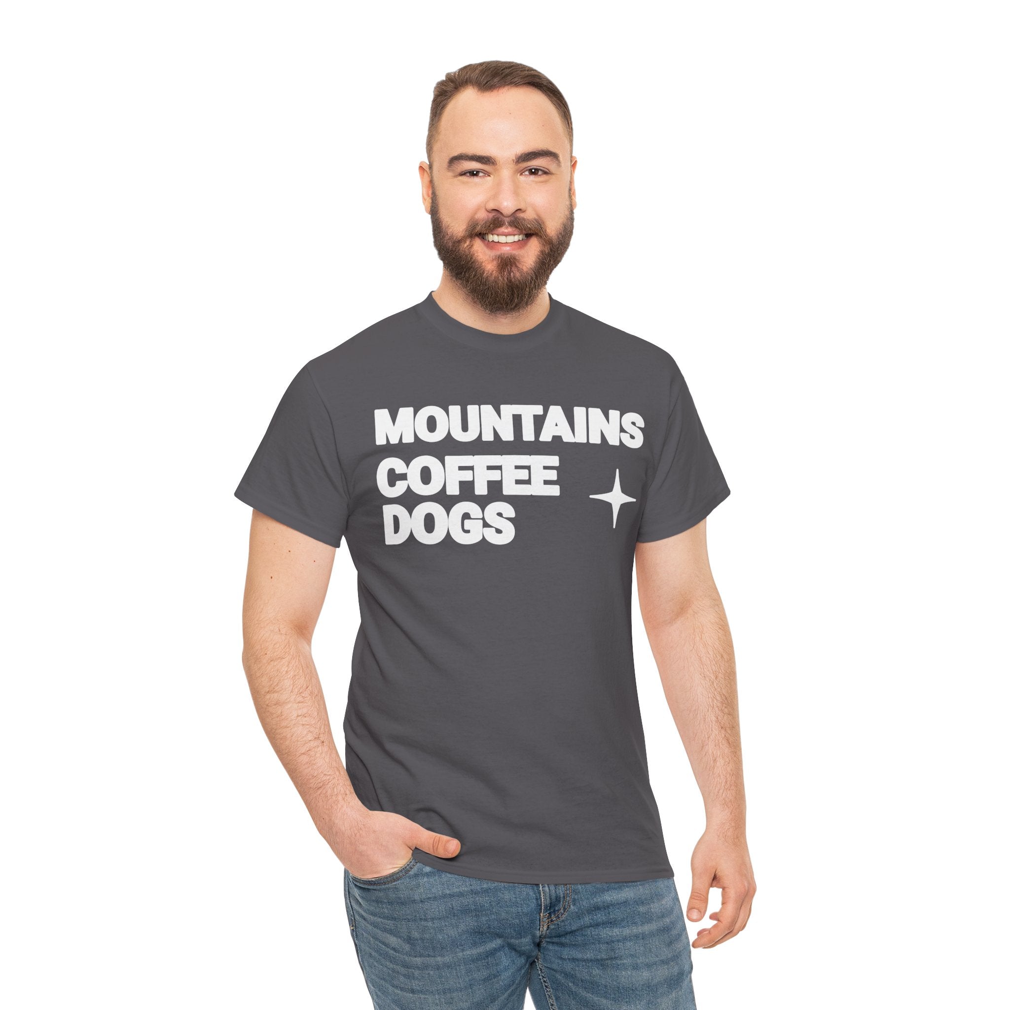 Mountains. Coffee. Dogs. – Comfort Collection Tee