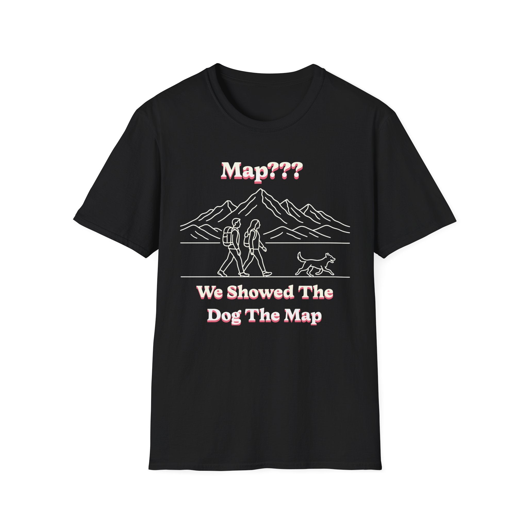 Hiking Line Art Tee – “We Showed The Dog The Map”