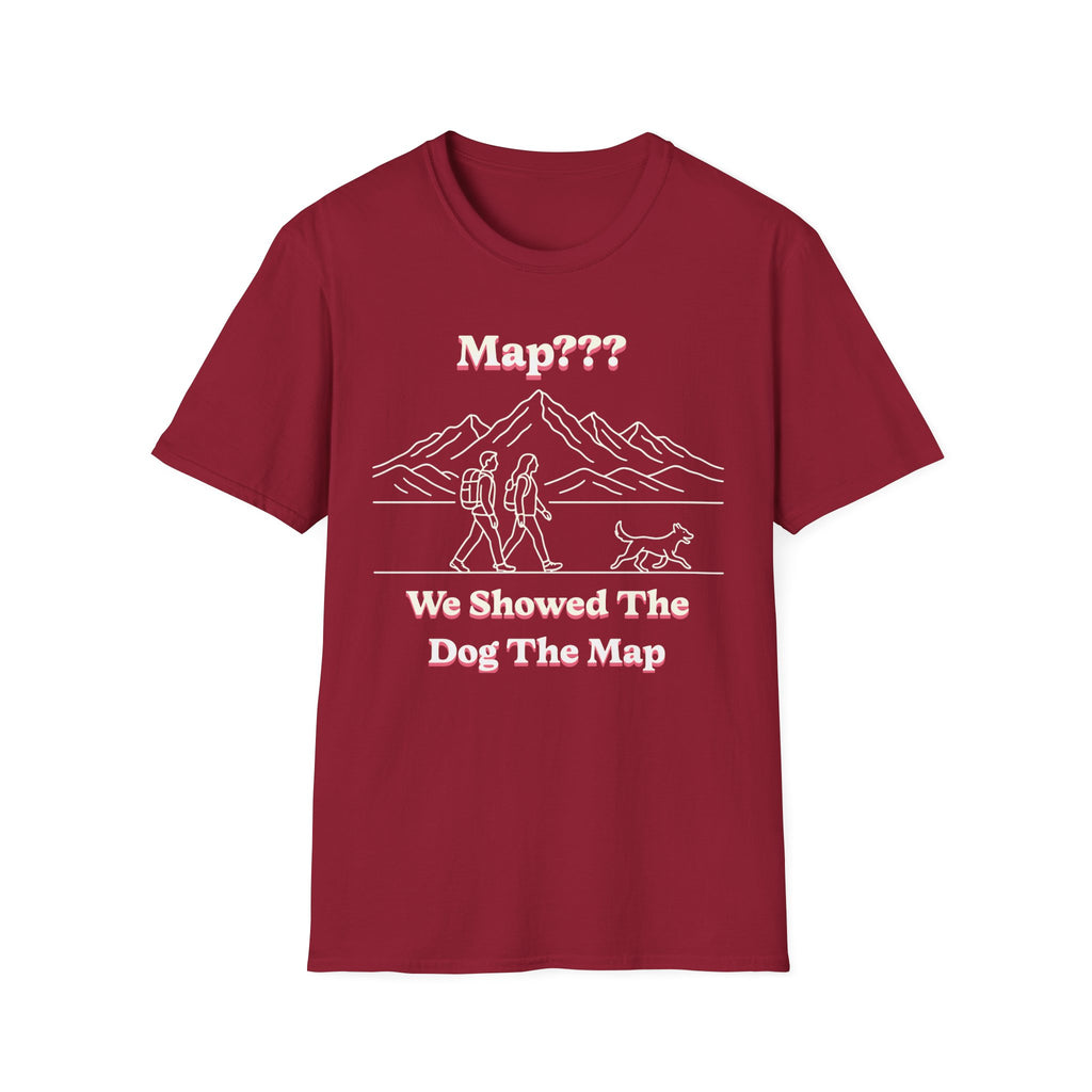 Hiking Line Art Tee – “We Showed The Dog The Map”