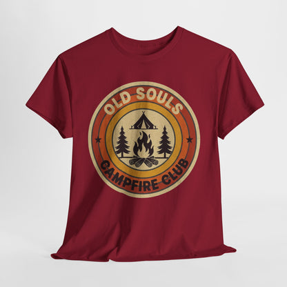 Old Souls Campfire Club Retro T-Shirt | Vintage Sunset Camping Tee