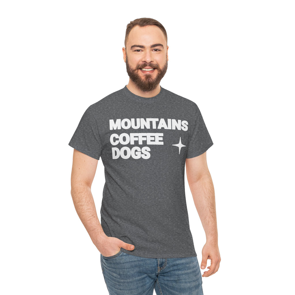 Mountains. Coffee. Dogs. – Comfort Collection Tee