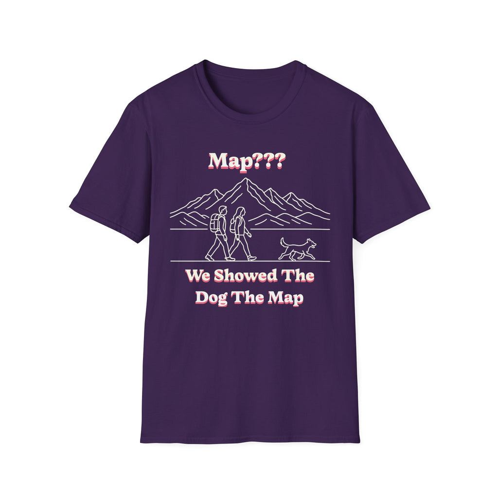 Hiking Line Art Tee – “We Showed The Dog The Map”