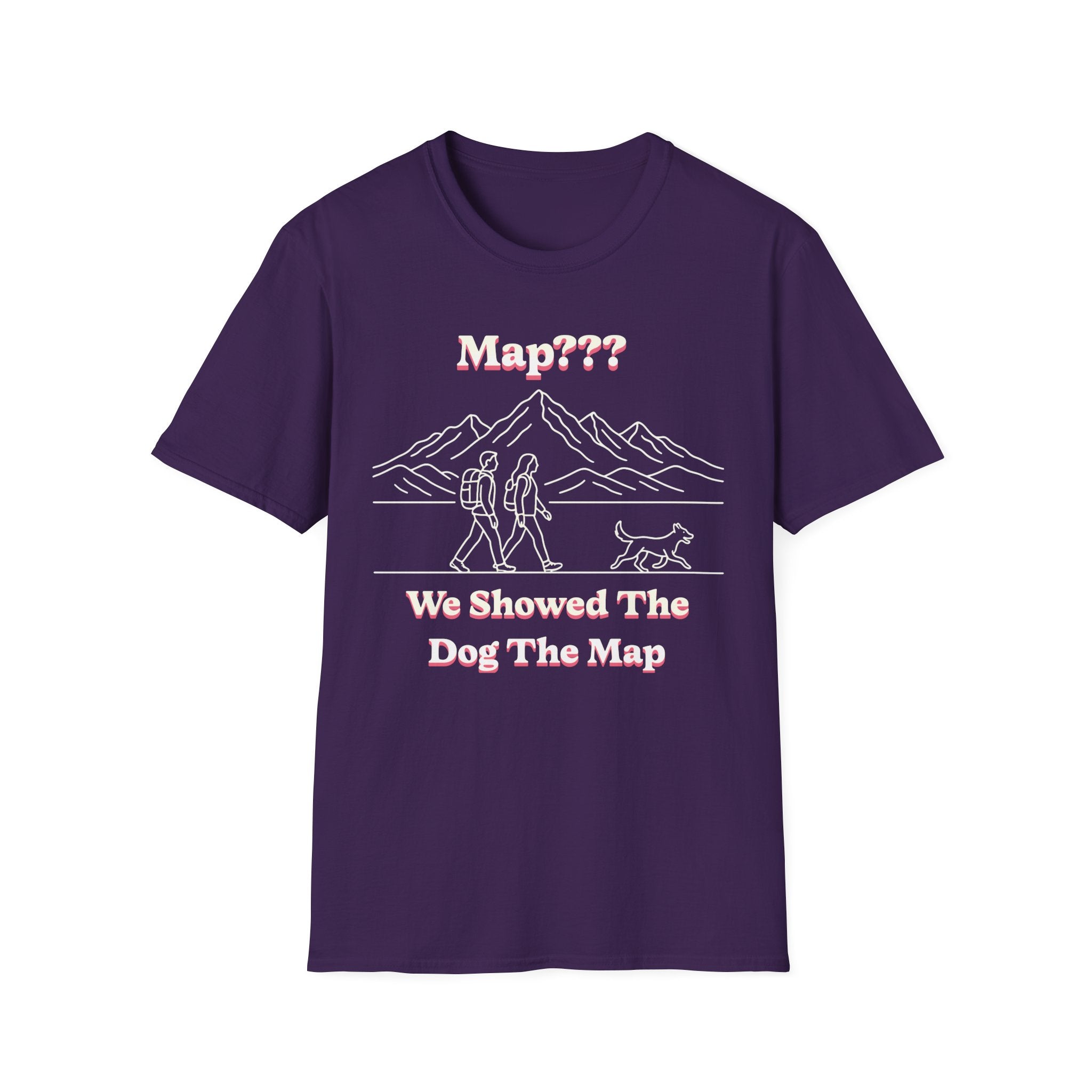 Hiking Line Art Tee – “We Showed The Dog The Map”
