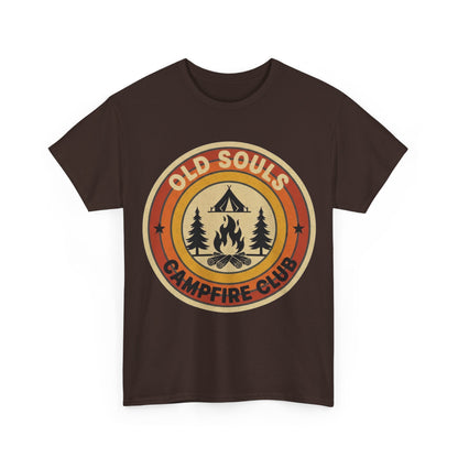 Old Souls Campfire Club Retro T-Shirt | Vintage Sunset Camping Tee