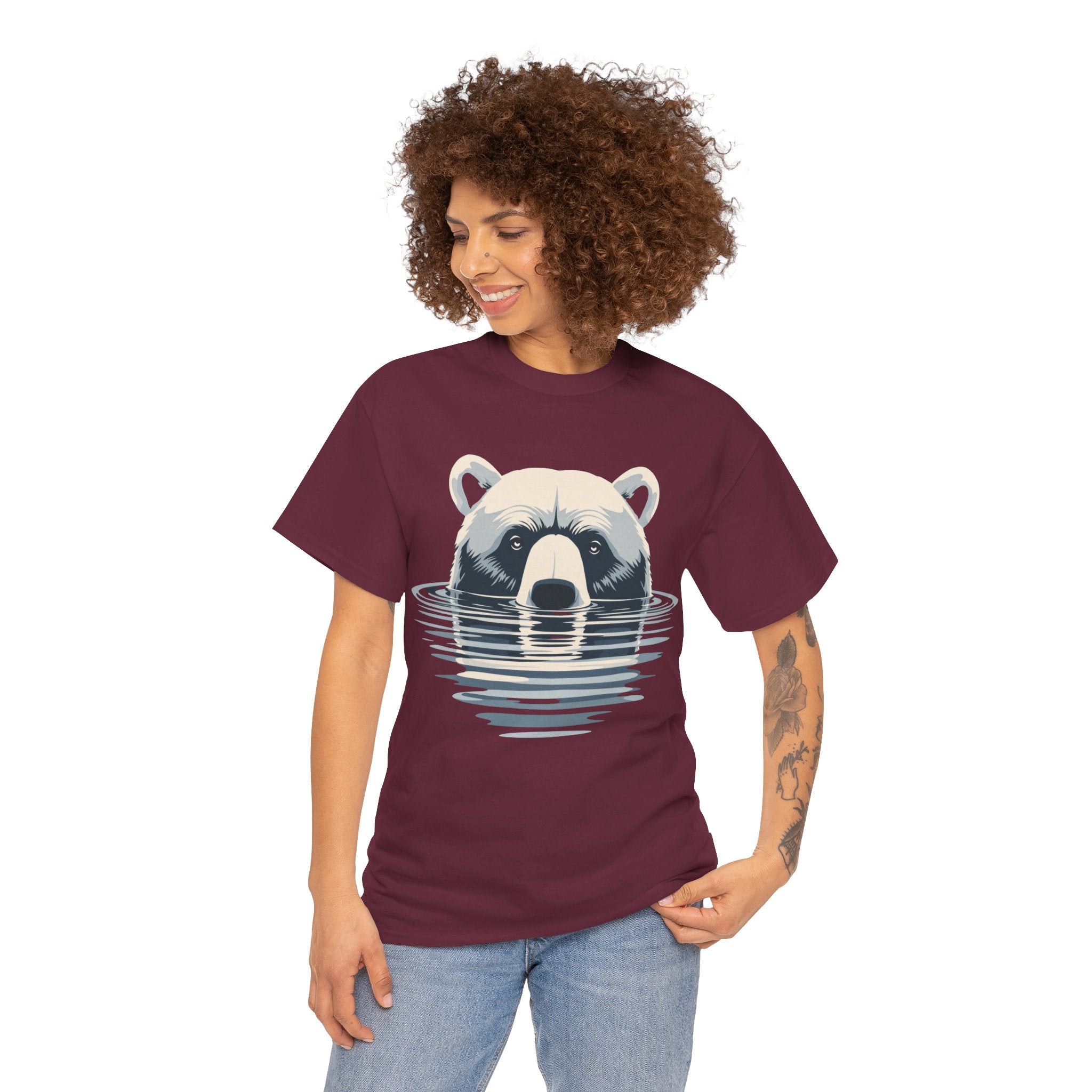 Bear in Water Graphic Tee – Gildan 5000 Heavy Cotton Shirt