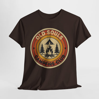 Old Souls Campfire Club Retro T-Shirt | Vintage Sunset Camping Tee