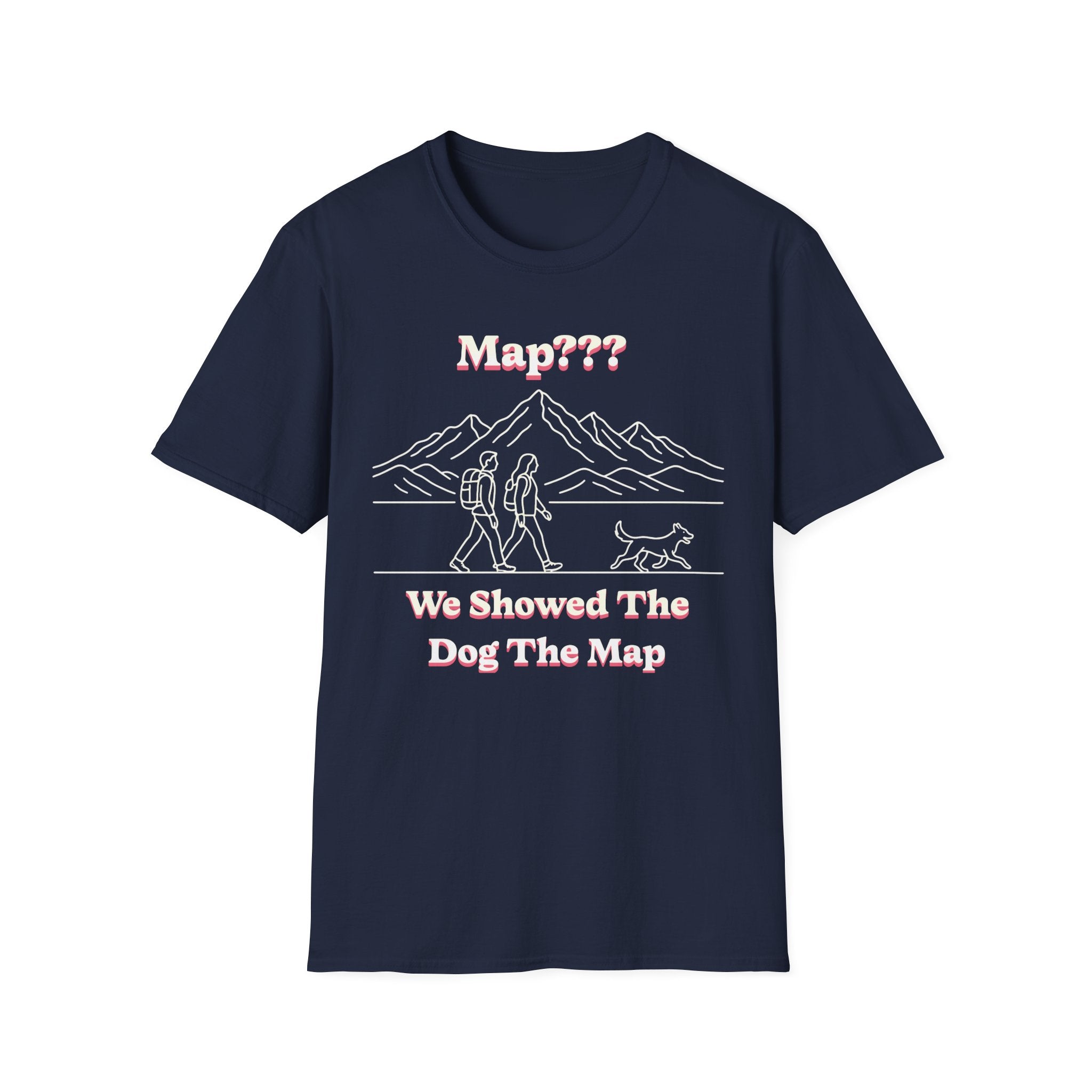 Hiking Line Art Tee – “We Showed The Dog The Map”